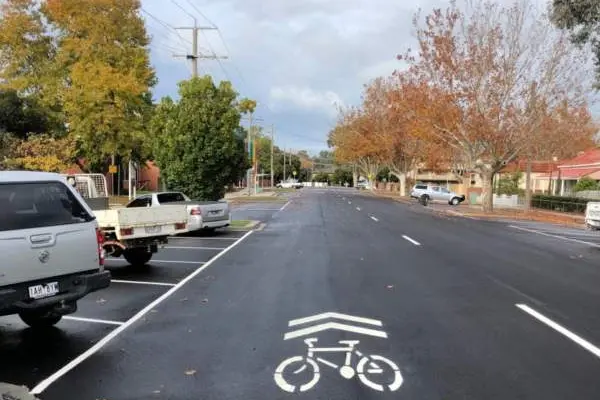 CYCLE SAFE: Visual reminders that drivers share the road with cyclists, recently added to Cusack Street, are designed to make commuting safer for all. 
