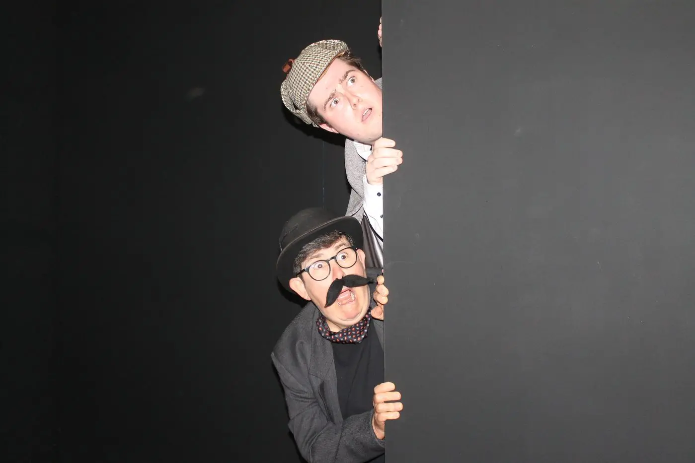 SOMETHING HILARIOUS THIS WAY COMES: The original dynamic duo Sherlock Holmes (Liam Keane) and Dr Watson (Bec Carta) hot on the trail of the hound of the Baskervilles, coming soon to The Stage Door Studio in Evans Street. PHOTO: Shane Douthie