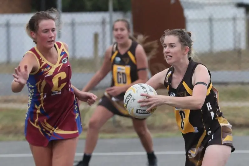 BACK IN THE GAME: North Wangaratta netballers are thrilled money for two new courts has been signed off on. Pictured is Hannah Burns with the ball during the club\\u2019s first game back in 2019 after a three-year hiatus. 