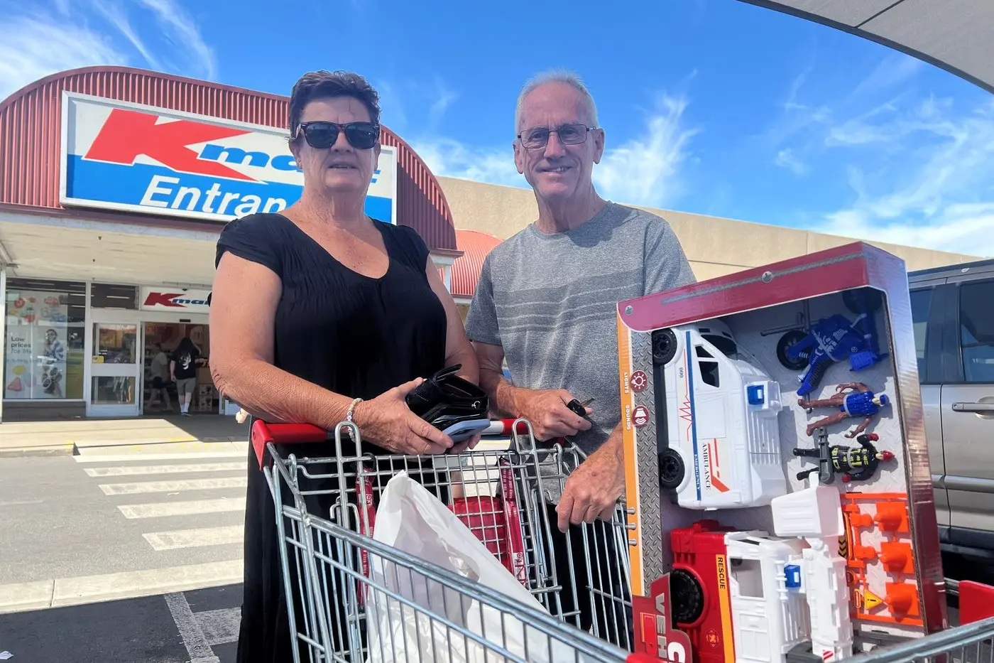 BARGAIN HUNTERS: Judy and Wal Miskle had their trolley full of toys for the grandkids after shopping at Wangaratta Kmart on Boxing Day. PHOTO: Jeff Zeuschner