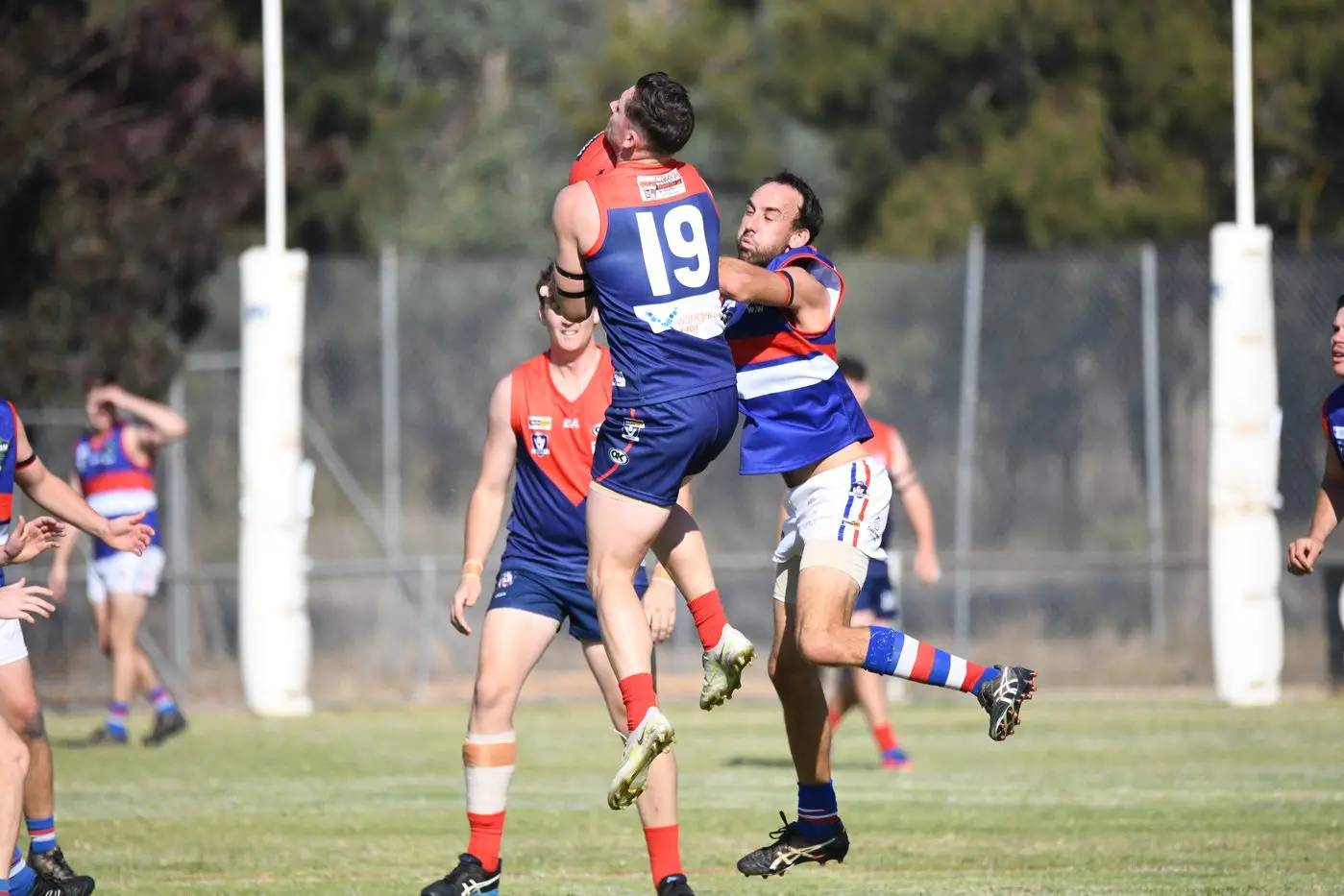 MARK: Josh Roman intercepts the ball in Milawa\\'s 104-point win over Tarrawingee. PHOTOS: Kurt Hickling