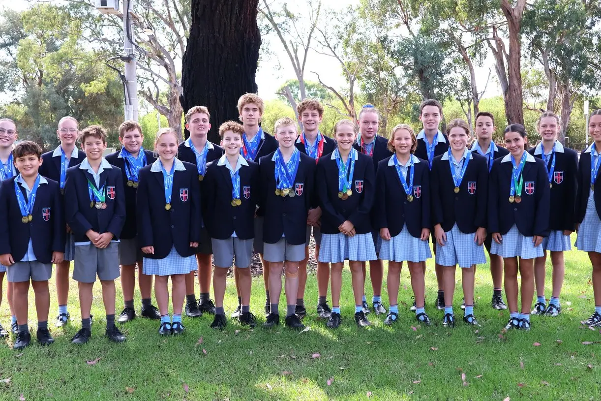 SWIM STARS: Cathedral College swimmers heading to Melbourne for May\\'s state finals include (back) Jasmin Thwaites, Zara Kalish, Max Chandler, Harvey Muraca, Jess Scott, Harry Chandler, Hannah Sanders, Hunter Szaraszek, Zachary Borg, Eliza Walker, Grace Martin, (front) Wilson Muraca, Logan Riordan, Caitlyn Barnden, Leo Palmer, Tom Benton, Eliza Looby, Emmy Brettig, Lucinda Judd and Mackenzie Lawford.  Absent: Bill Bourke, Nicholas Brain, Angus Jenkins, Mia McGuffie, Emily McLean, Morrison, O\\'Keeffe, Zoe Riordan, Lachlan Walker, Dyan Dickson, Emma Wyatt, Hayden Ledger, Harry Allen, Otis Dalbosco, Tom Stefaniak, Finn Devereux, Logan Pace, Jemima Pizzini, Jack Thomson.