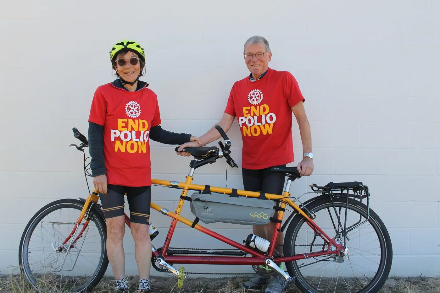 CYCLING FOR A CAUSE: Joyce and Phil Ogden are riding from Adelaide to Sydney in a campaign to end polio. \\nPHOTOS: Jordan Duursma.