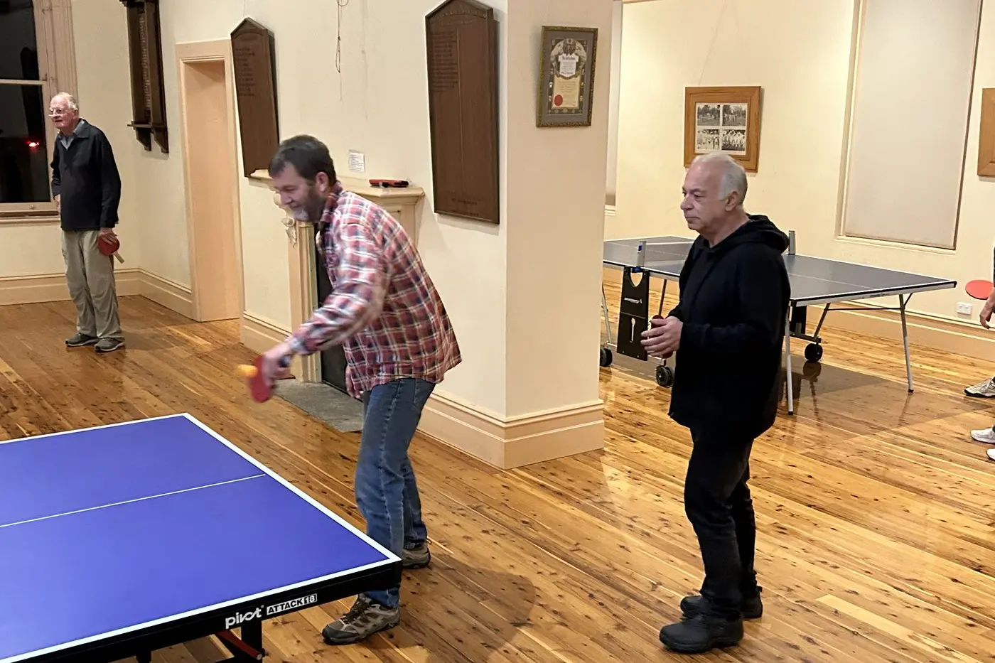 AFTER YOU: Manni Poulos and Mick Gervasoni. PHOTOS: Jason Mullins