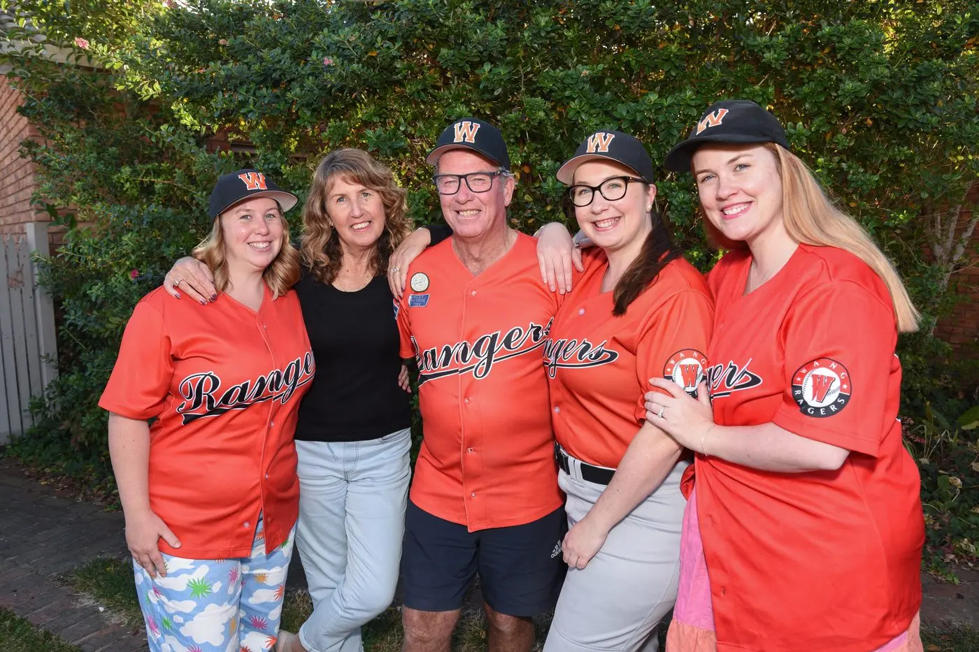 TAKE ME OUT TO TARGOORA: The Dinsdale family (from left) Lauren, Sandra, Ian, Leah and Keira will out in force as usual supporting the Rangers baseball club and especially Ian for his 300th game. PHOTO: Kurt Hickling