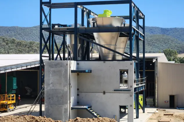 IN THE WORKS: The pellet plant tower is part of the large scale building project being undertaken by HPA. PHOTOS: HPA