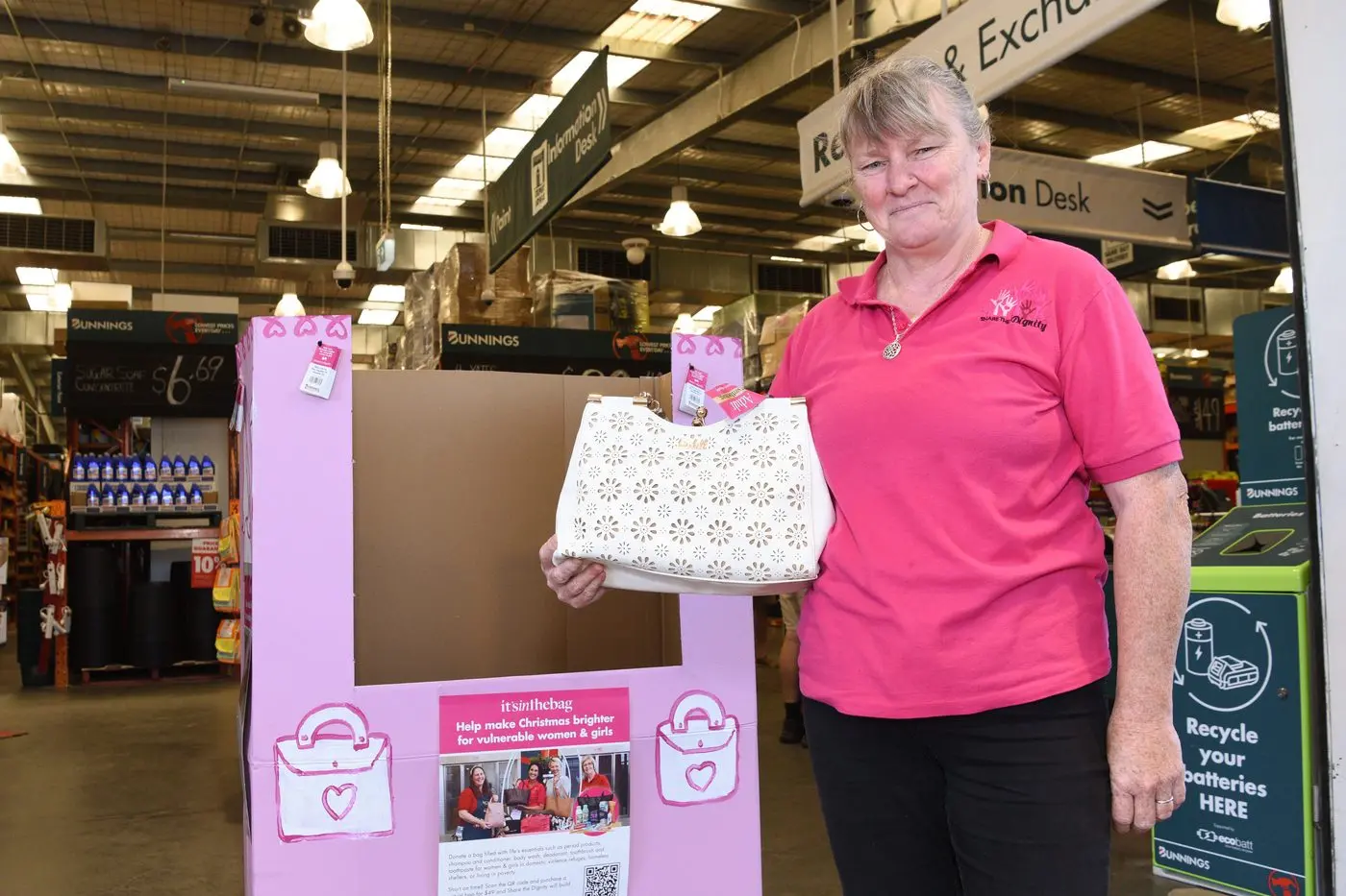 CREATING HOPE: Leeonie Williams invites the community to donate bags filled with essential items for women at their local Bunnings. PHOTO: Kurt Hickling 