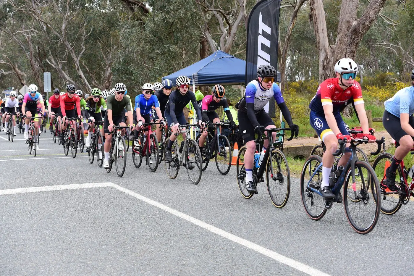 RIDING THE PELETON: Riders at last years Ronde Van Taminick road race from Glenrowan take off as just over 200 riders look to tame the 21km circuit this Sunday. PHOTO: Michael Eaddy