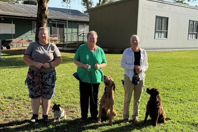 FINAL LAP: Maryanne Blundy and Rex (left), Maree McCabe and Ava, and Karyn McPeake and Bonnie from Wangaratta Kennel and Obedience Dog Club will take one final lap for RSPCA\\'s Million Paws Walk. PHOTO: Kevin Felmingham