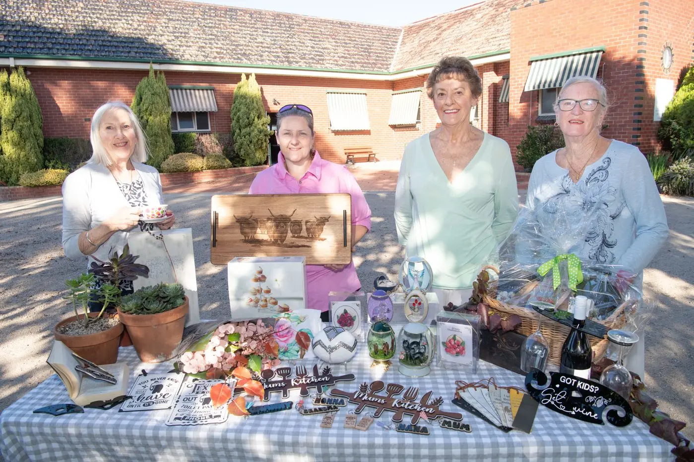 ARTISANS MARKET: Robyn Coles, Kristy Cavayf, Jennie Turner and Marion Rak are are among those getting ready for Saturday\\'s Wangaratta West Artisans Market. PHOTO: Kurt Hickling