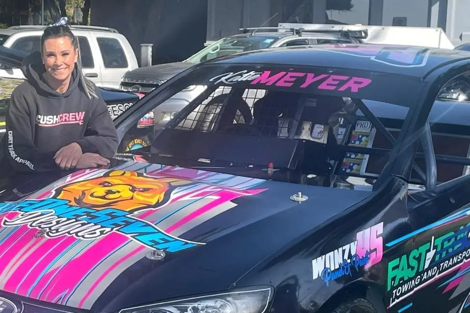FULL THROTTLE: Katie Meyer and her trusted vehicle.