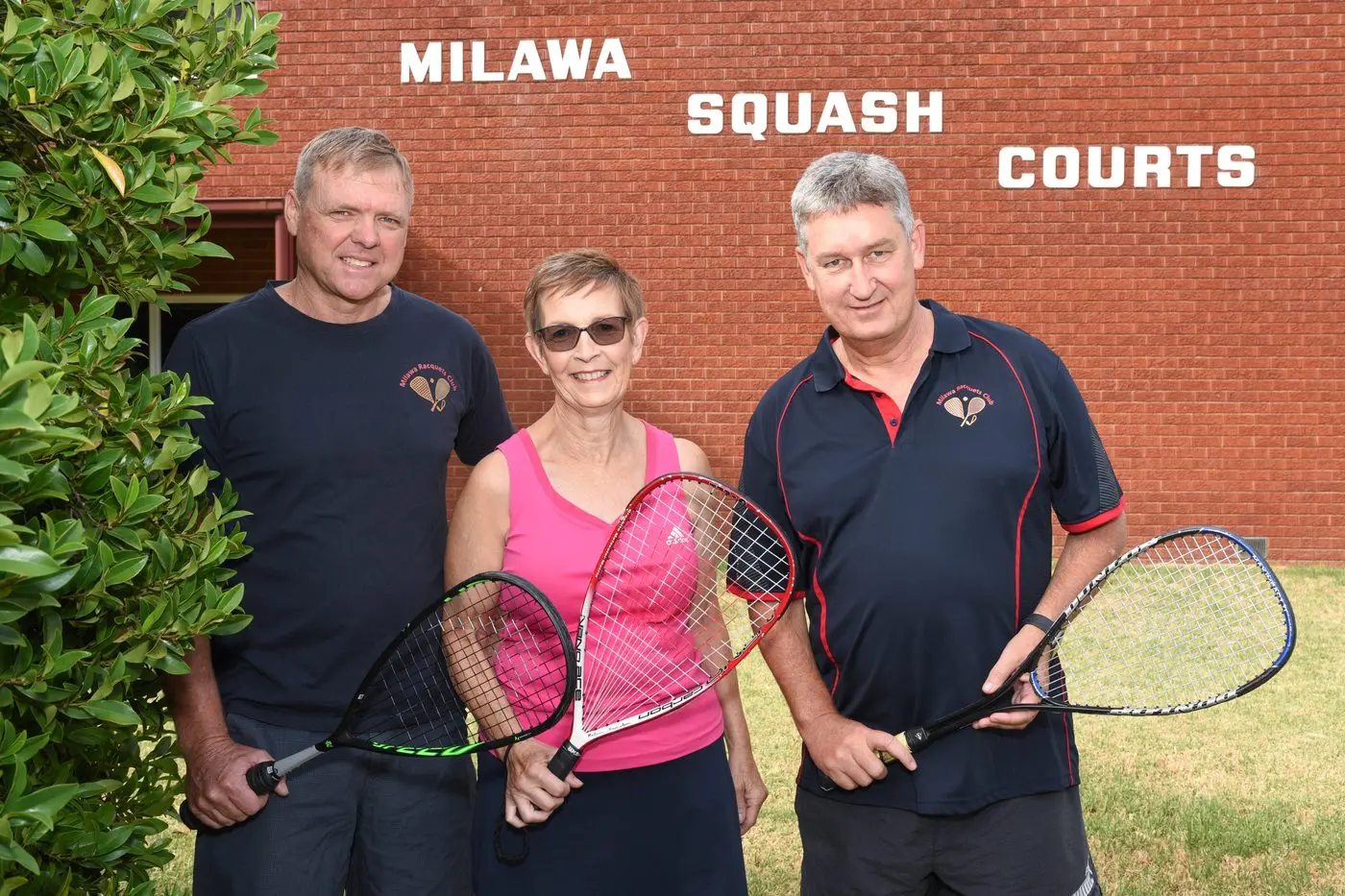 FACILITY FUNDING: (from left) Milawa Racquets Club president Steve Collins, committee member Robyn Snowdon and secretary Mark Wright have used the Wangaratta Community Raffle as an important fundraising tool for Milawa\\'s Squash Courts. PHOTOS: Kurt Hickling