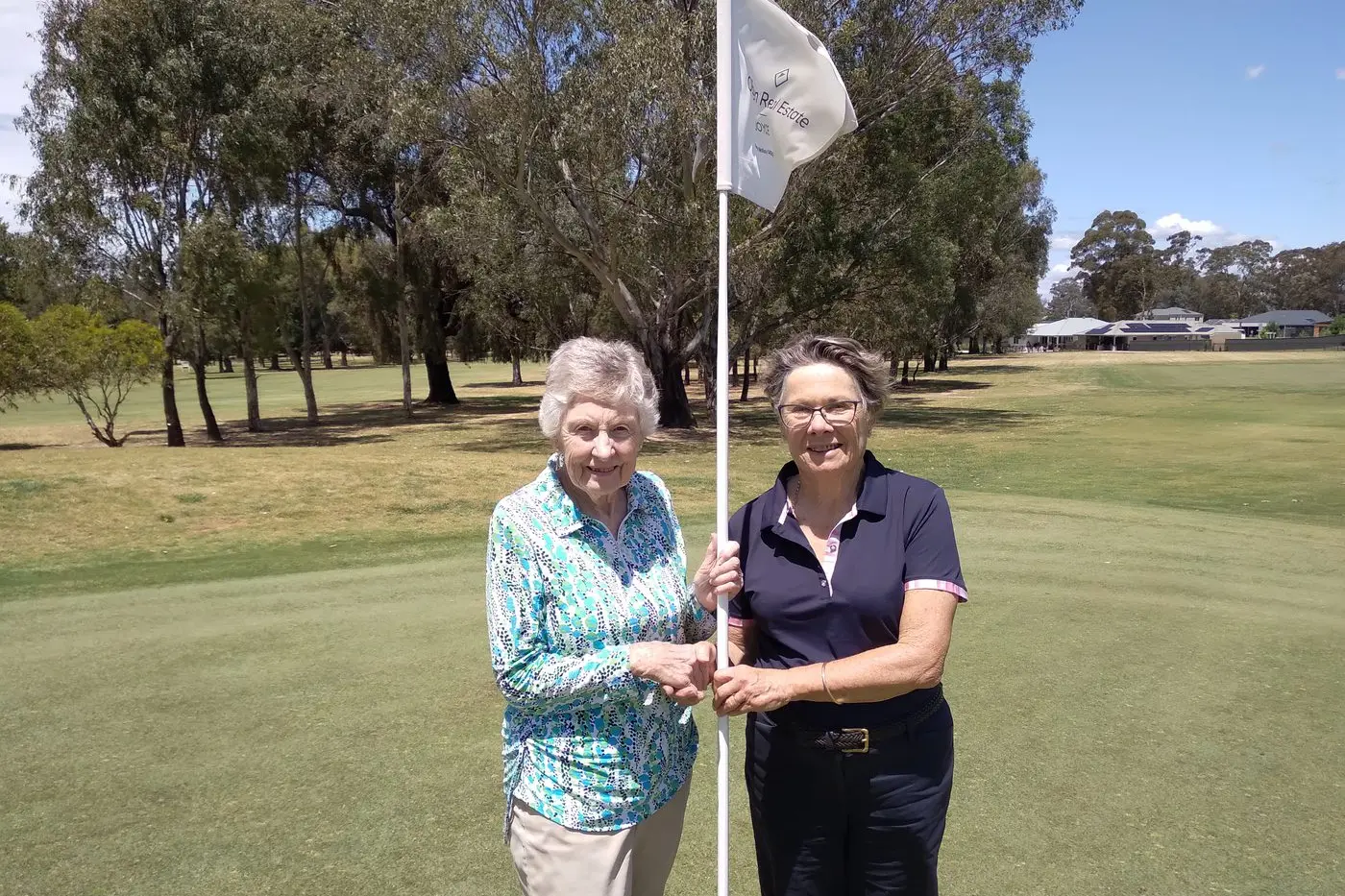 WELL DESERVED: Dawn Fleet (right) congratulated Jenny Kerr on winning the singles knockout.