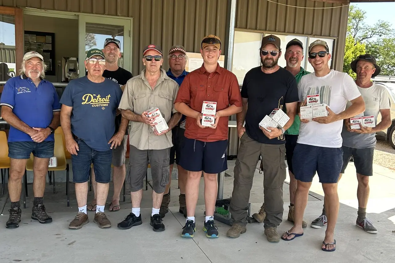 WINNING SHOOTERS: The cream of the crop at the Wangaratta Clay Target Club\\'s latest shoot with their prizes.