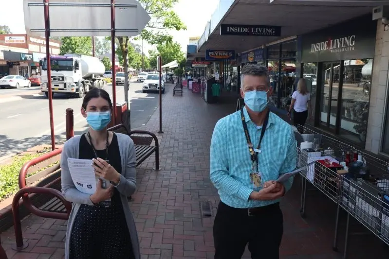 HERE TO HELP: Council\\u2019s economic development and tourism project officer Kate Clark and NHW director partnerships and well ageing David Kidd will be visiting businesses this week to ensure they have appropriate Covid measures in place. 