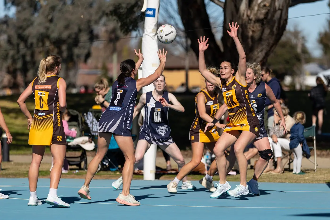 HIGH TEMPO: Lara Judd pressures the pass from the Yarrawonga centre. PHOTO: Marc Bongers