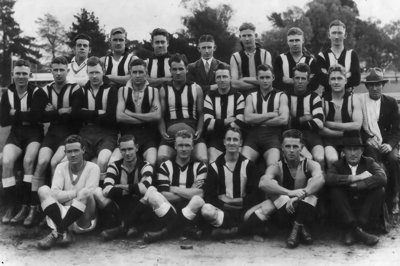 REMINISCING:This is a photo of the 1931 Magpies team taken during the season at the showgrounds but not of the premiership team.