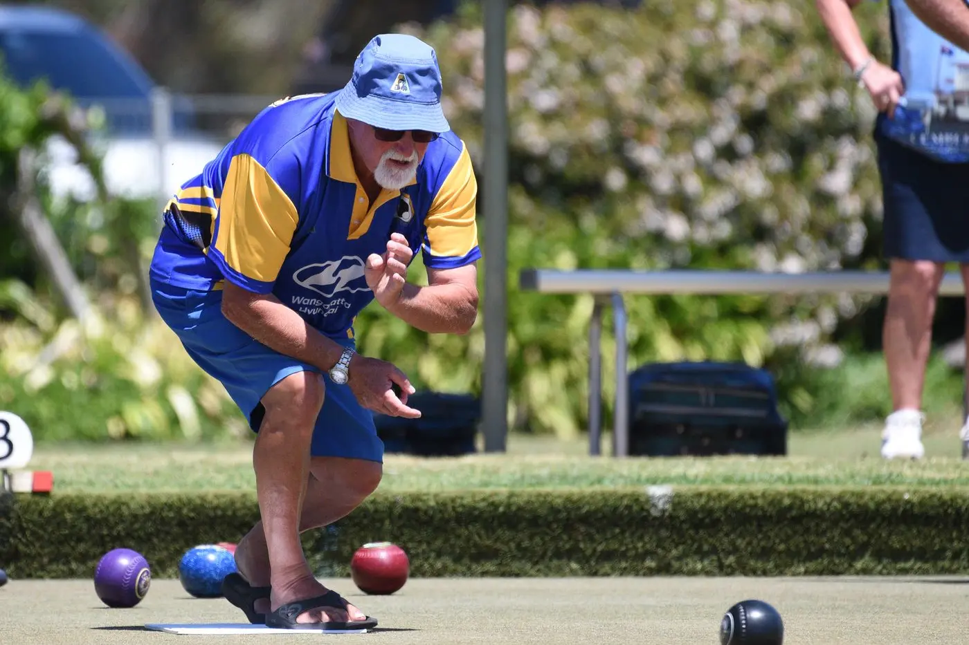 IT\\'S AWAY: Wangaratta A4 bowler Klaus Kazenwadel sends down a shot. PHOTOS: Melissa Beattie