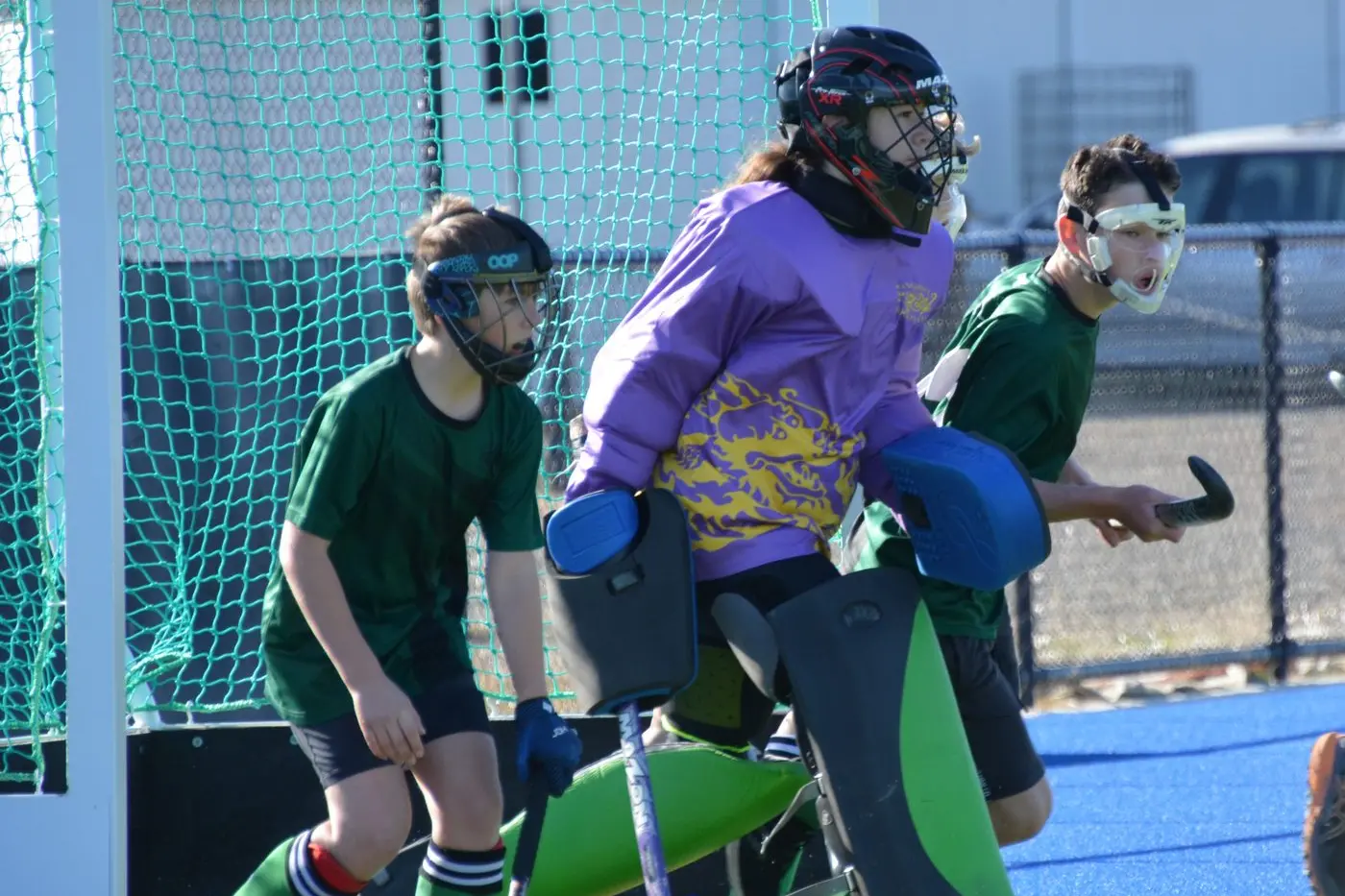DEFENCE: James Wheeler, Noah Fitzgerald and Rory Gibb are set to repel a short corner