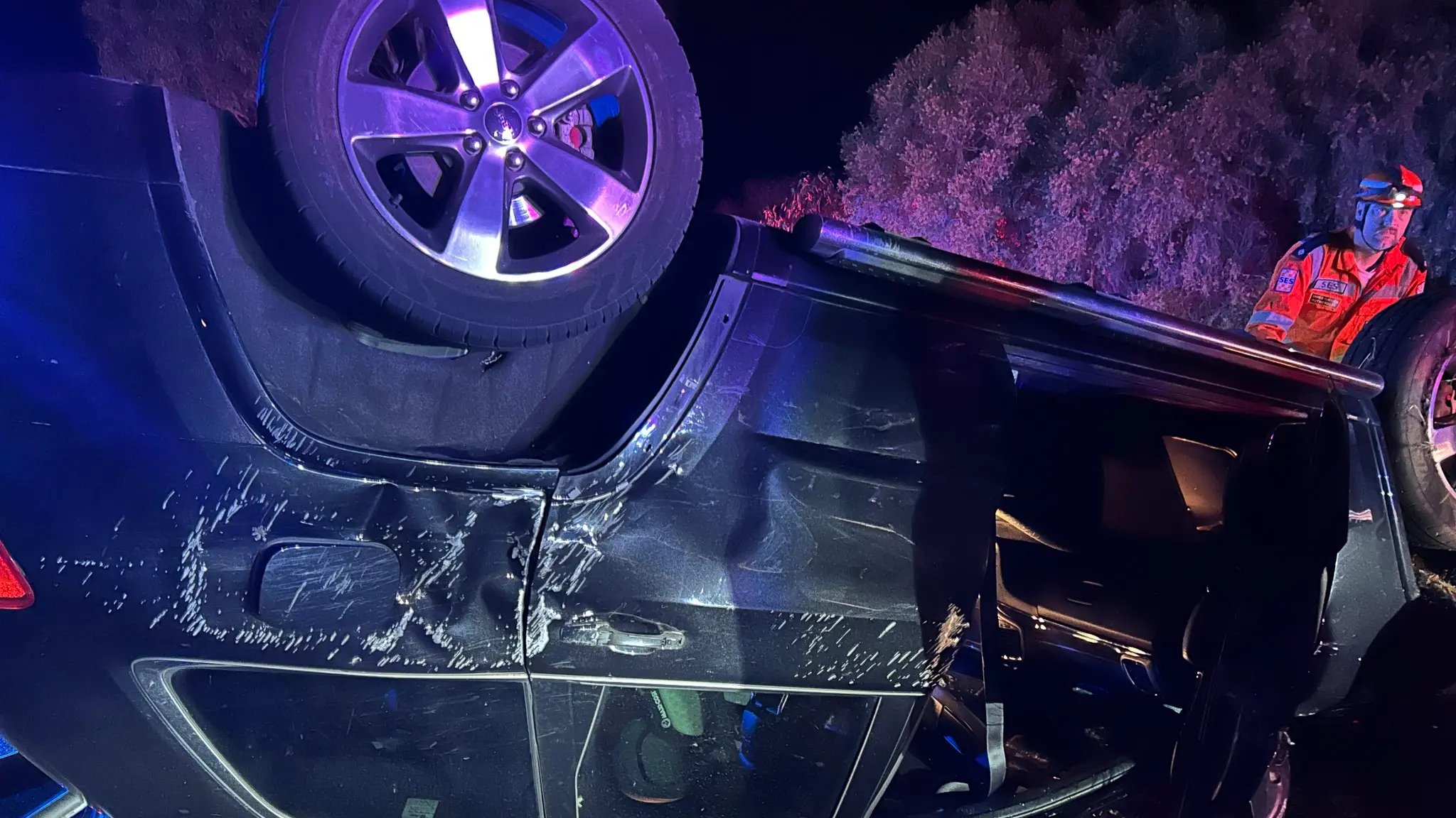 Toddler, parents unscathed after freeway rollover