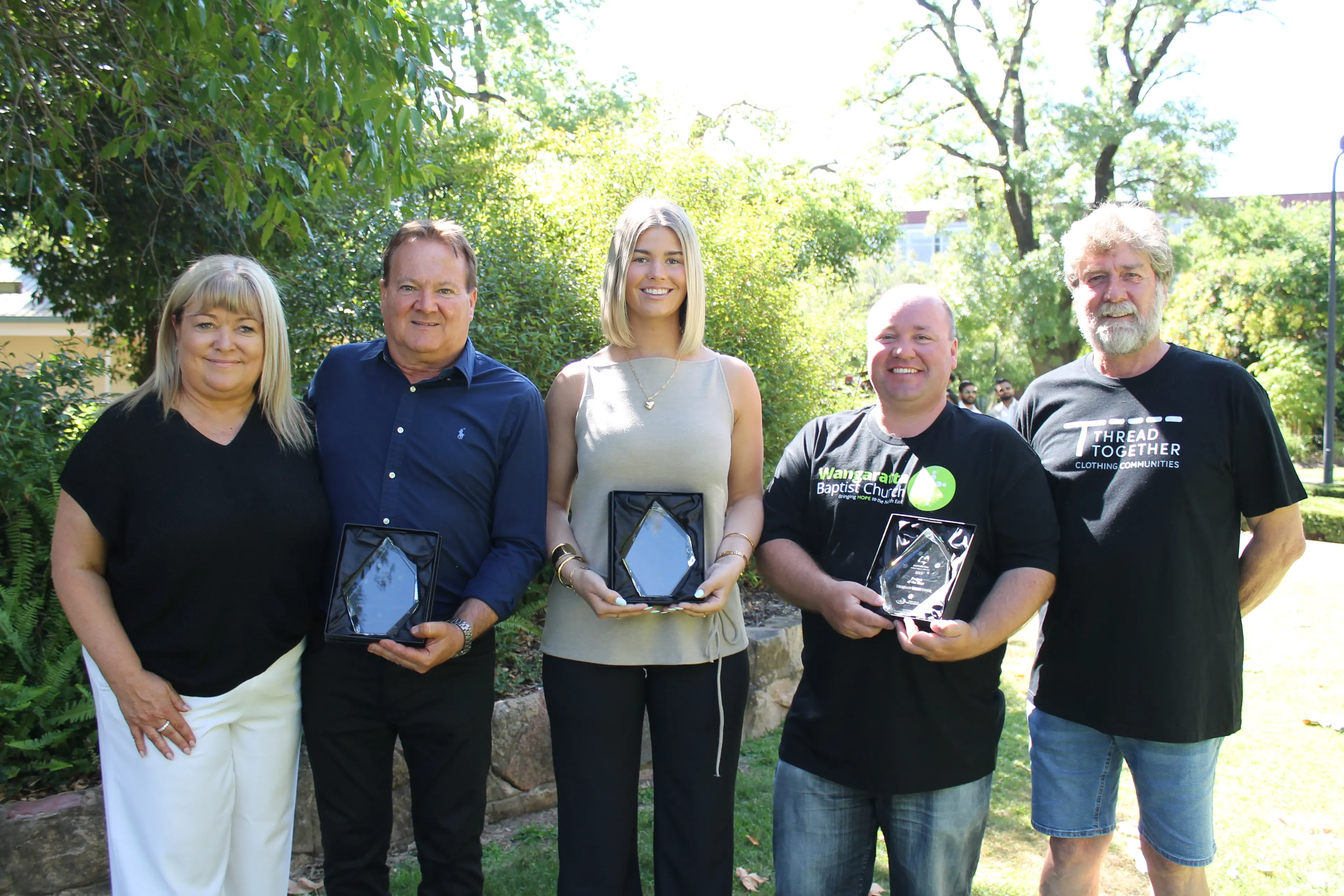 <p>NOMINEES WANTED: The winners at this year\\'s Australia Day awards (from left) Wendy Lester, Peter Lester, Felicity Camplin, and Aaron Wardle and Bruce Neilson from Thread Together.</p>\\n
