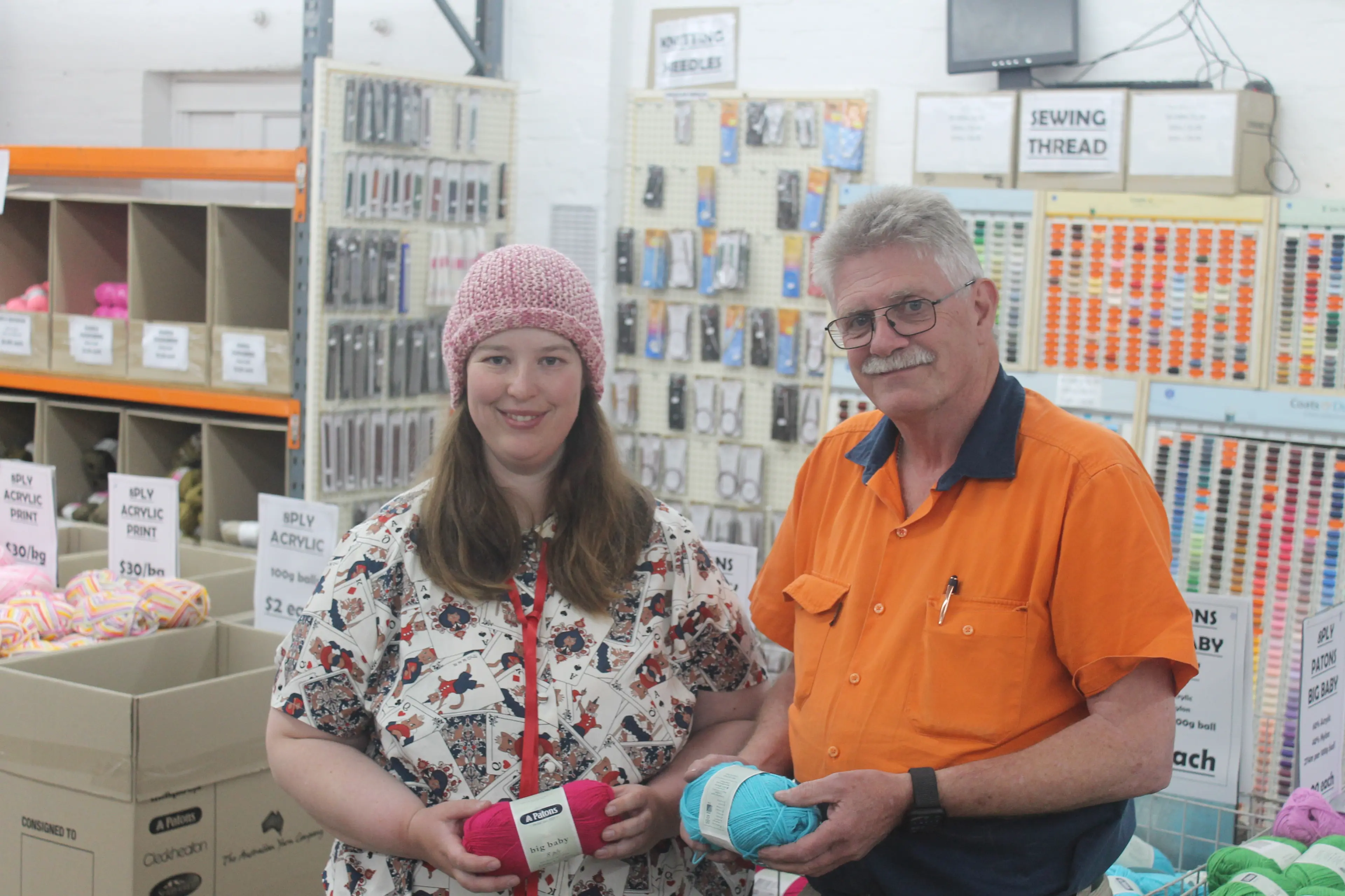 <p>SPINNING AWAY: Wangaratta Woollen Mills\\' Charlotte Grazebrook and Bevan Tremellen were thanked by many of their customers on their last day of in-person shopping on Friday, as the historical shop marked an end of an era. PHOTO: Bailey Zimmermann</p>\\n