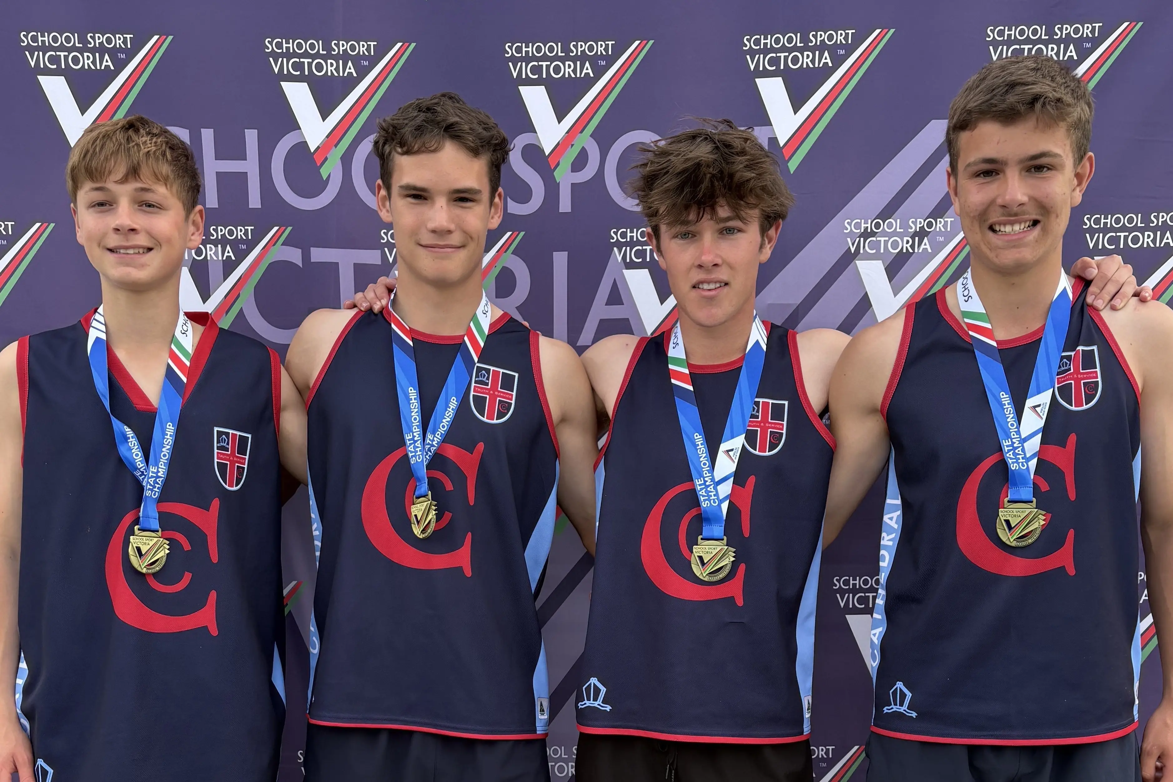 <p>WELL-PERFORMED: Cathedral College\\'s 15-year-old boys relay team members Asher Royal, Lenny Sims, Beau Johns and Kalti Ross.</p>\\n