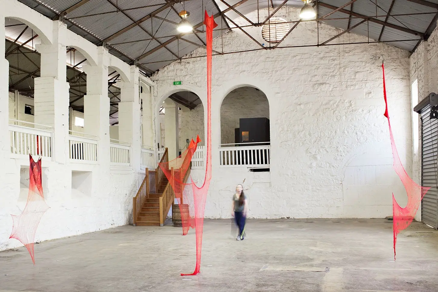 <p>INSTALLATION: Kate V M Sylvester\\'s installation in the Living Museum of the West \\'Enter right stage\\', which is recycled cotton blend red t-shirts. PHOTO: Kate Robertson.</p>\\n