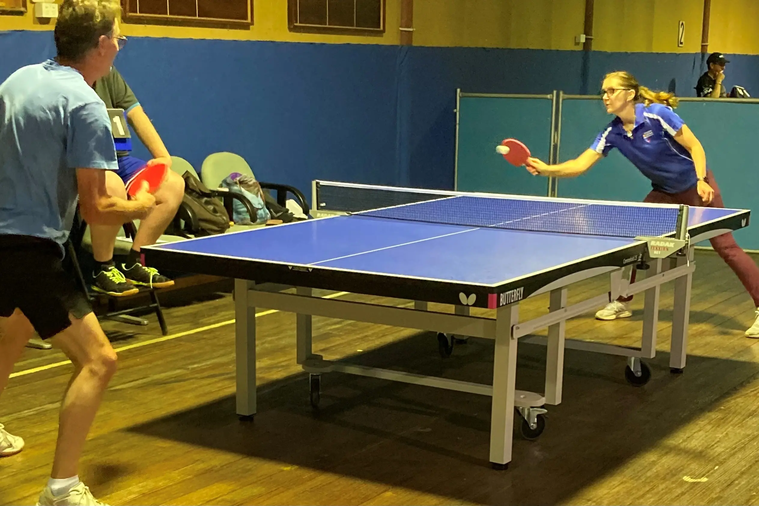 <p>RETURN: Kim Brown and Rod Armstrong locked in action at Wangaratta Table Tennis.</p>\\n
