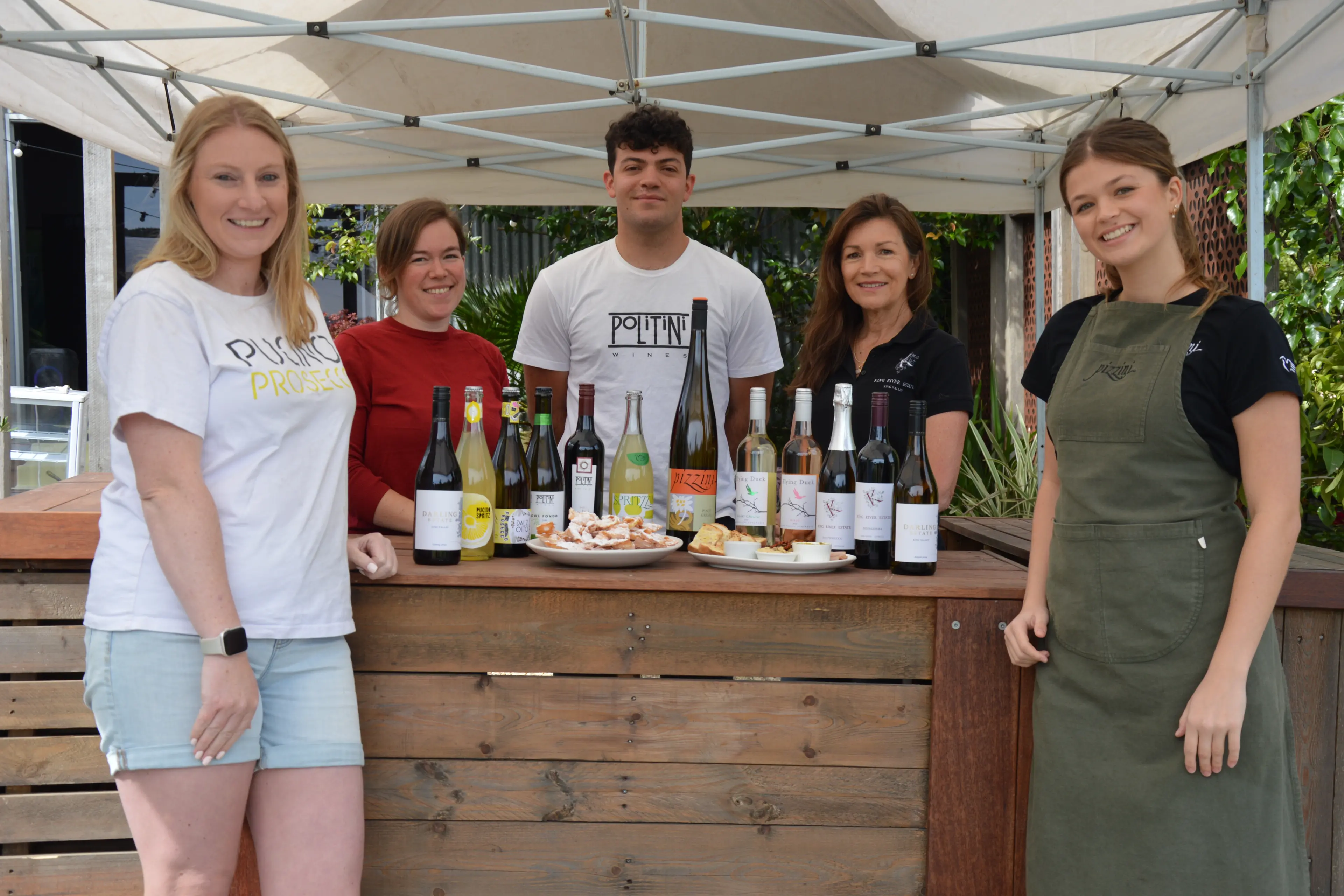 <p>EAT, DRINK AND BE MERRY: King Valley wineries are ready and waiting to welcome visitors to the 2025 La Dolce Vita Festival this weekend. Grace Ferguson (Dal Zotto), Sophie Darling (Darling Estate), Jacques Simian (Politini), Karen Butler (King River Estate) and Chloe Royal (Pizzini), pictured at Politini, are among those looking forward to sharing the very best food and wine the region has to offer. PHOTO: Anita McPherson</p>\\n