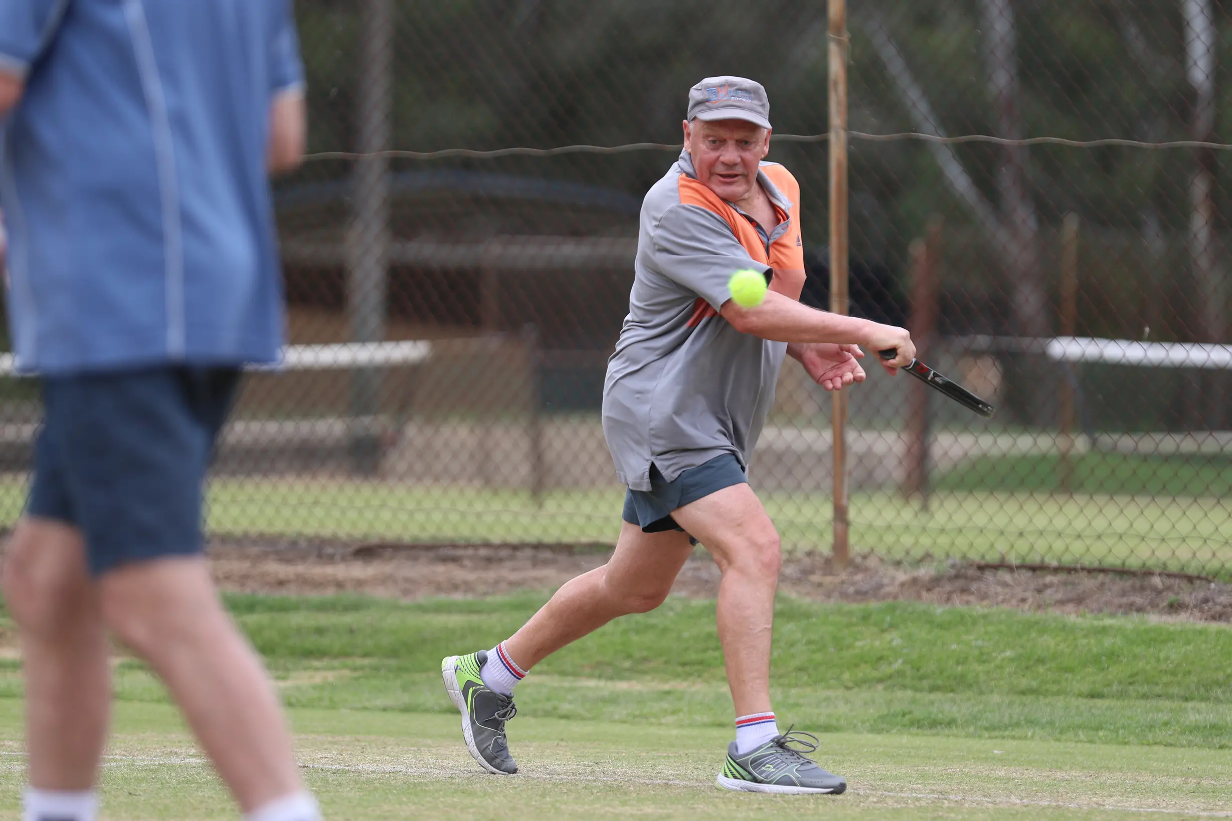 <p>IN POSITION: Greg Renner sets himself for the backhand return. PHOTO: Melissa Beattie</p>\\n