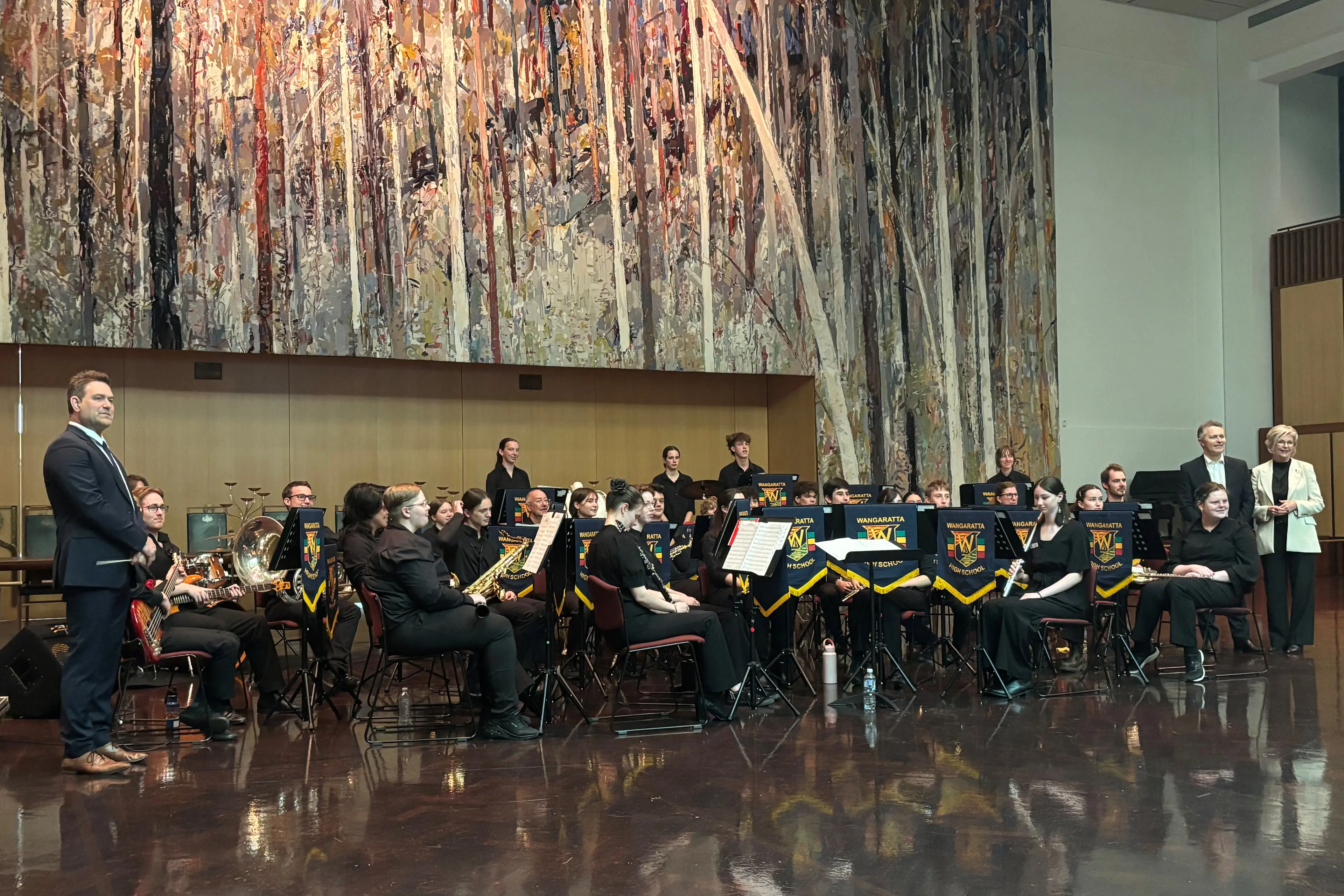 <p>SHOWSTOPPER; The WHS bands performed in the Great Hall of Parliament House with Dr Helen Haines and Federal Minister for Education Jason Clare in attendance. </p>\\n