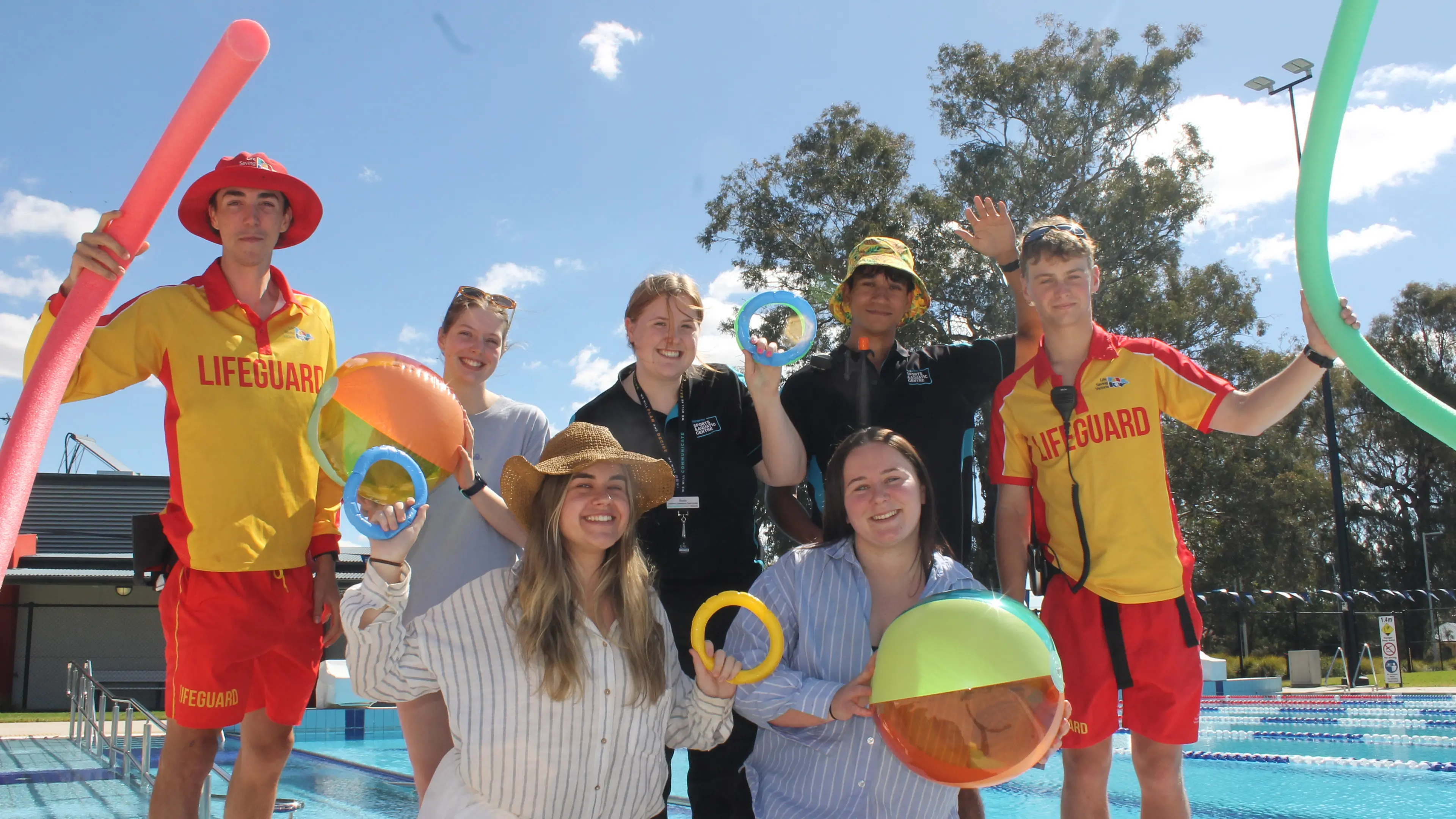 Splash about at community pool party on Saturday