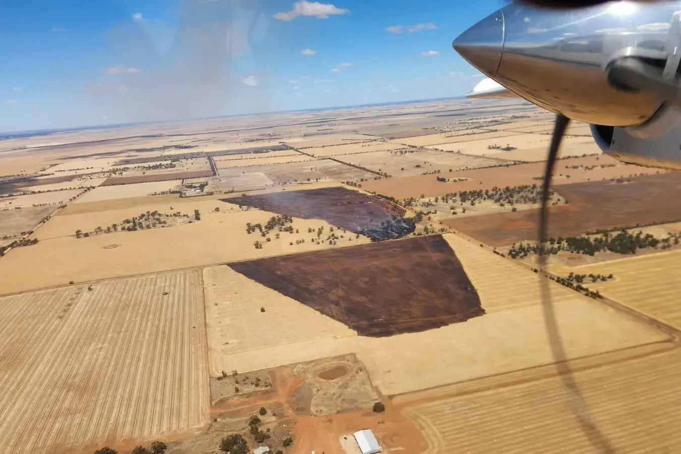 <p>TIMELY WARNING; In November, a large grass fire broke out near Pyramid Hill after a farmer\\u2019s header likely contacted an overhead powerline. </p>\\n