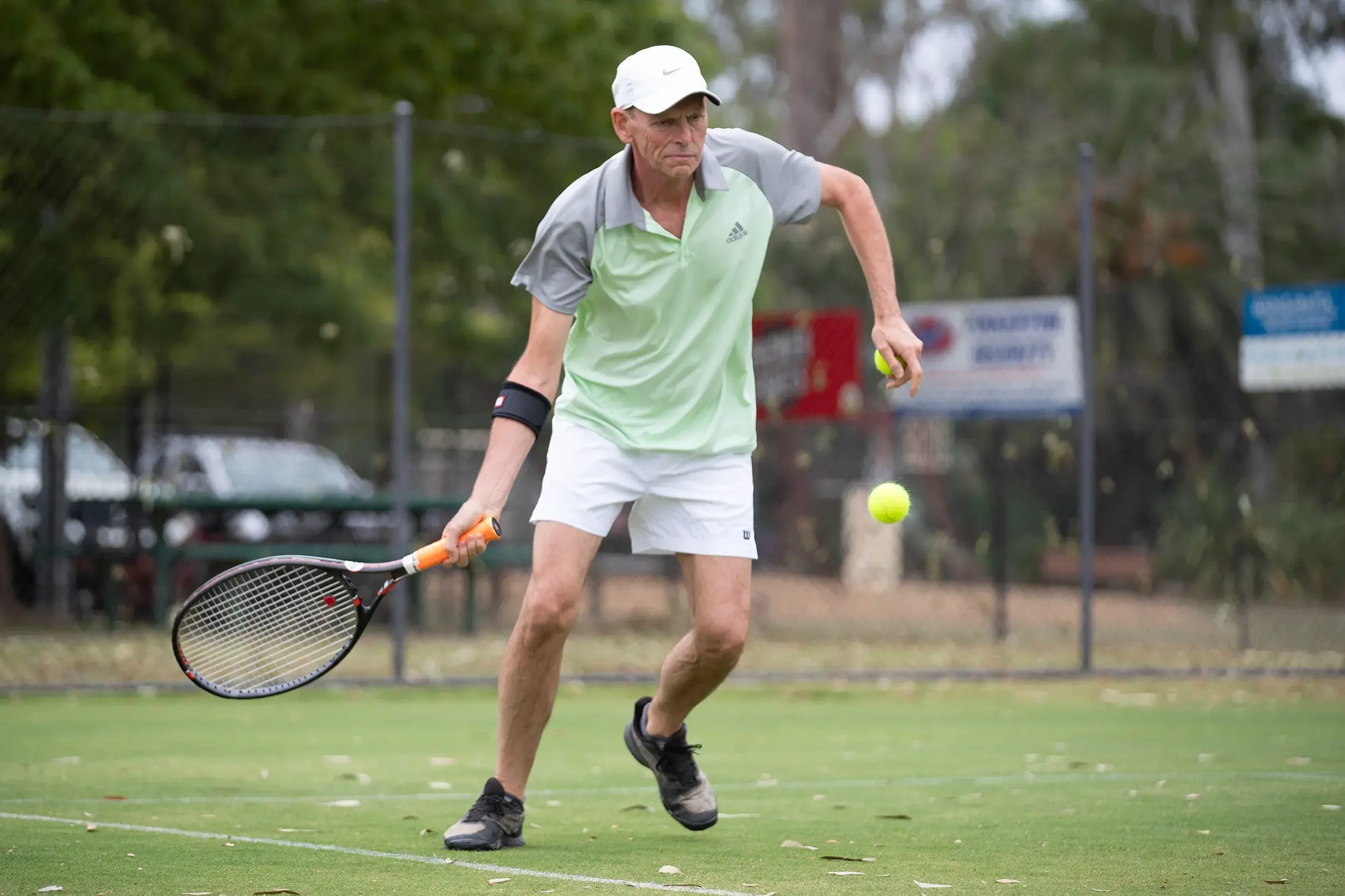 <p>SWOOPING FORWARD: Alan Busk drives down the court with power. PHOTO: Melissa Beattie</p>\\n