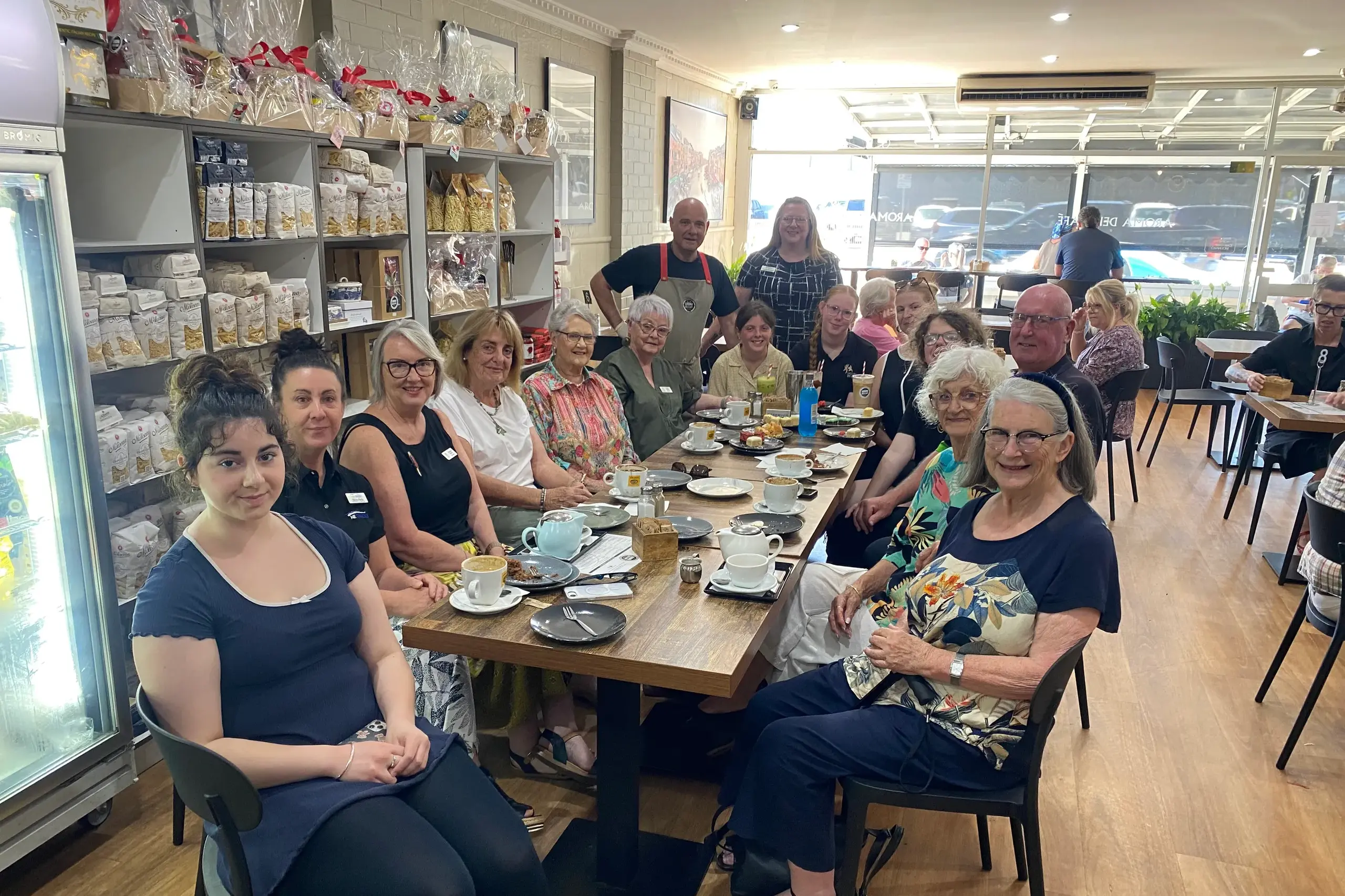 <p>CELEBRATION: Staff and students from the Wangaratta District Specialist School and Galen Catholic College met with NE Tracks LLEN program coordinators and CEO, ZONTA Group Wangaratta members and Aroma Deli Cafe owner Tony Molinaro, for morning tea on Thursday to celebrate the finish of the 2025 Hands On Hospo program. PHOTO: Jordan Duursma </p>\\n