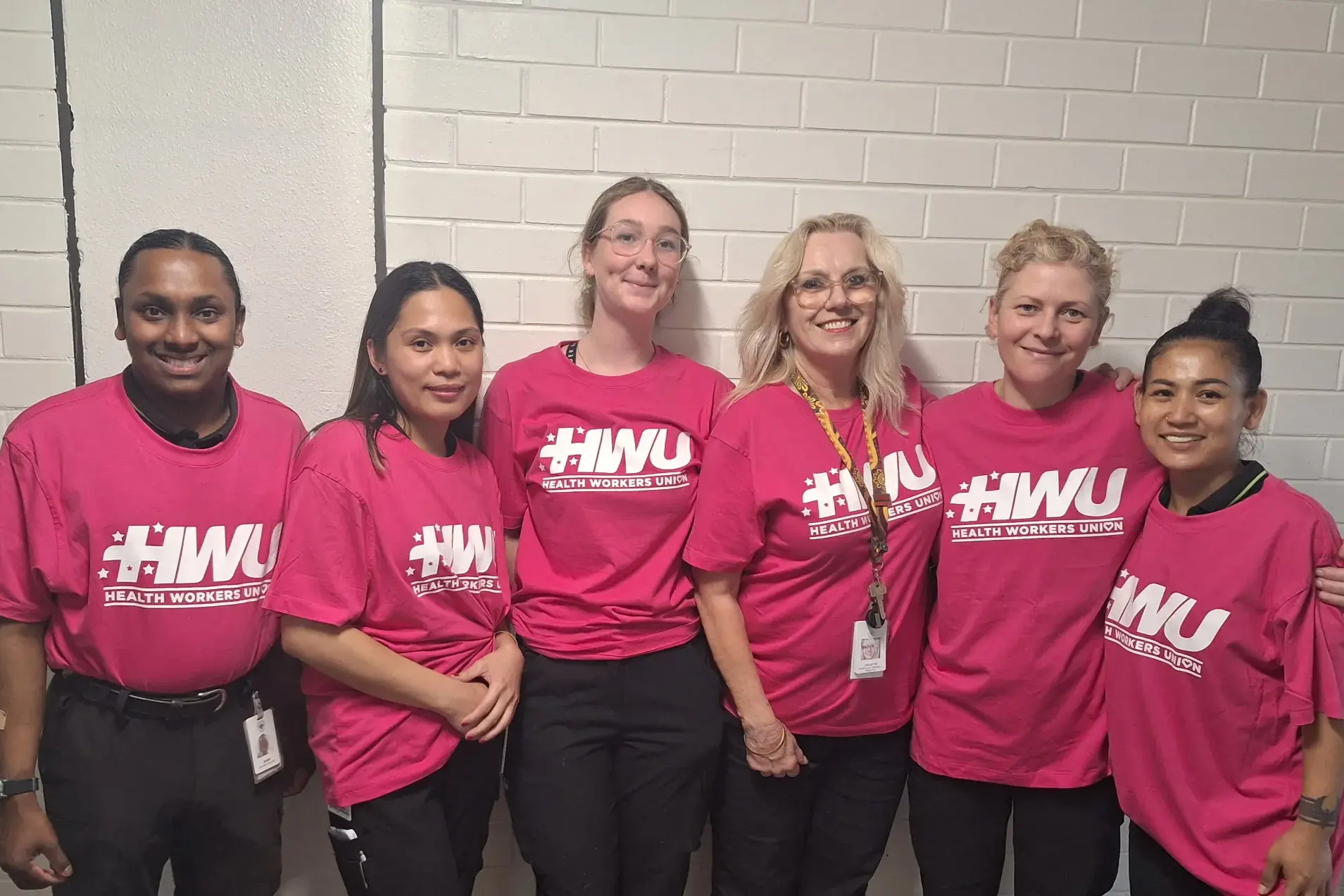 <p>WE WANT BETTER: Health Workers Union members Subir Carrick [left], Nicole Sales, Gabby Amery, Colette McNeill, Andrea Fox, and Sonia Chea show united support.</p>\\n