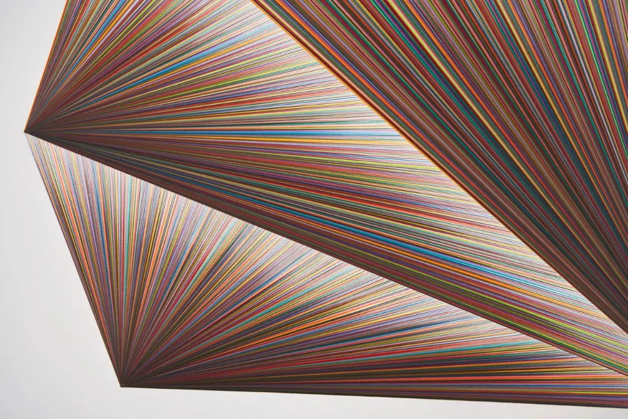 <p>BLISSFUL COLOUR: The exhibition includes Kate Vassallo, Field of arrows pointing at nothing, 2020-2021, detail, colour pencil on paper, 32 sheets of A3 paper.</p>\\n