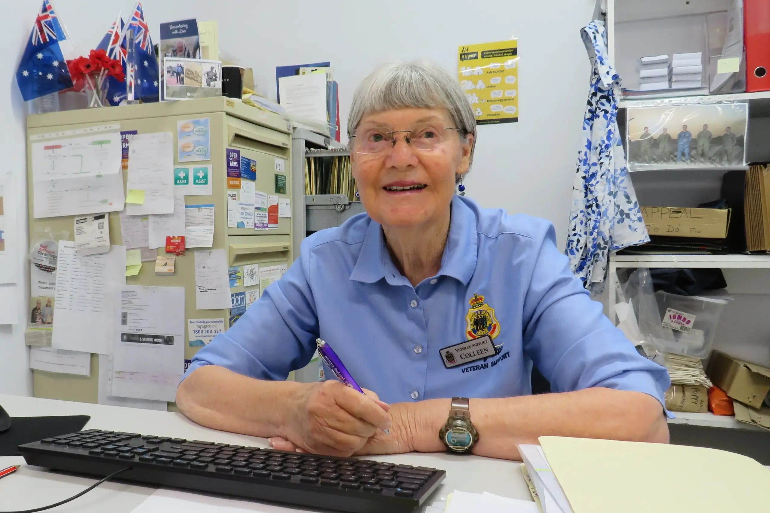 <p>READY WITH A LISTENING EAR: Colleen Davis has been recognised for her service to the Wangaratta community, including her work with the Wangaratta RSL Sub-Branch in veteran support and as appeals officer.  PHOTO: Simone Kerwin</p>\\n