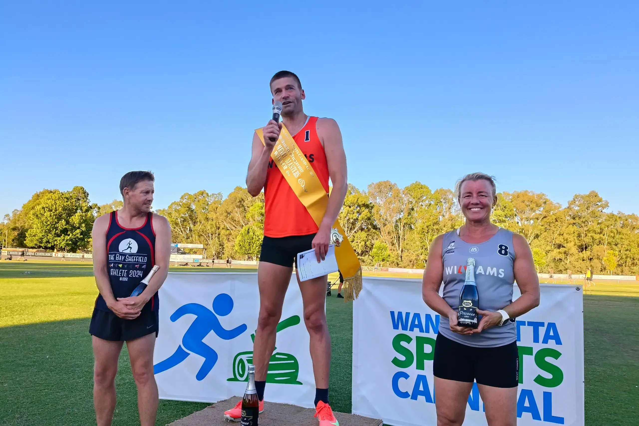 <p>THE SPORT I LOVE: Tim Rosen (centre) spoke honestly about his passion for running and his live of the Wangaratta Sports Carnival. He\\'s pictured with Zander McDougall (second) and Nicole Apps (third). PHOTO: Shane Douthie</p>\\n