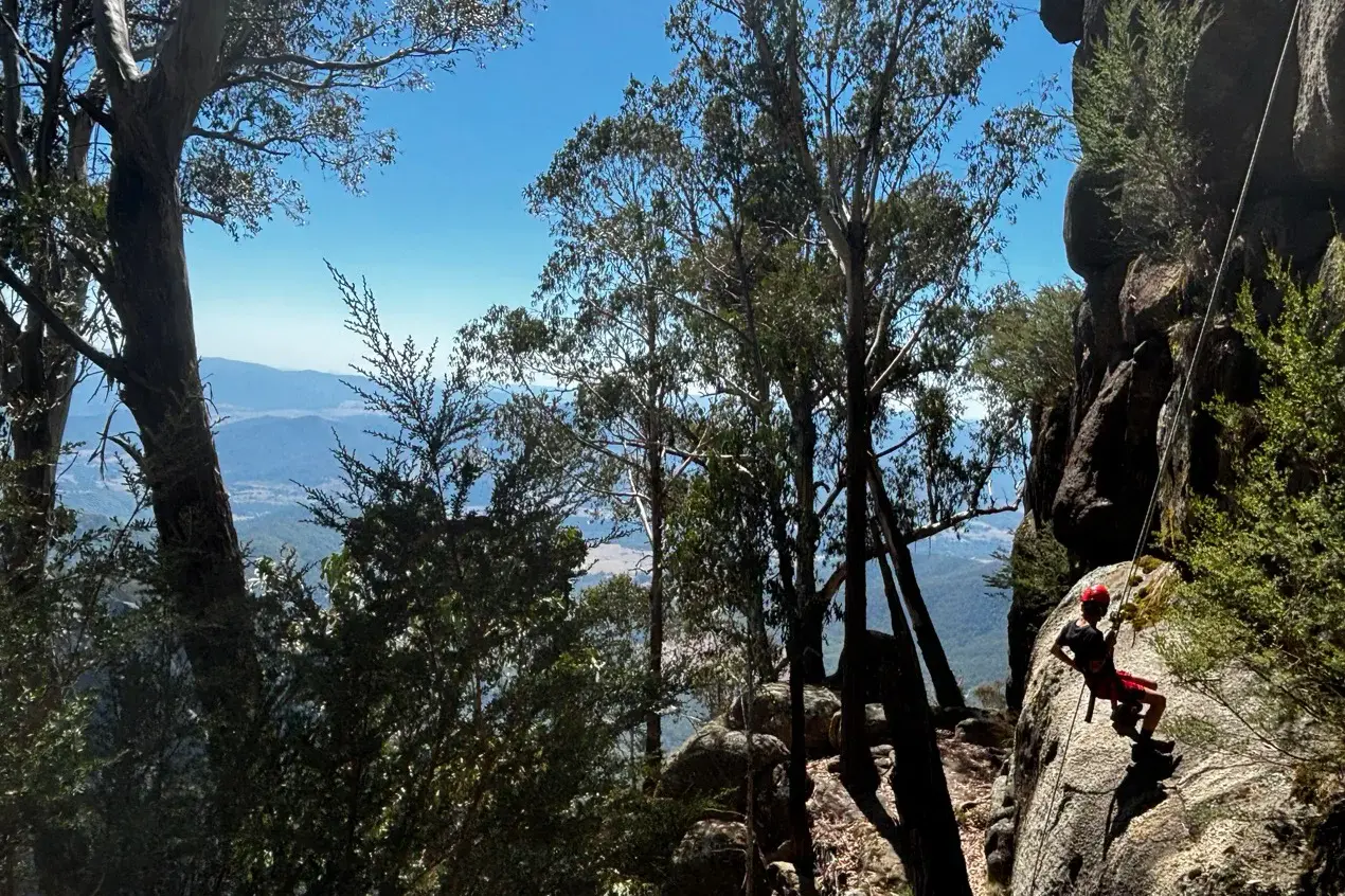 <p>PLENTY OF ACTIVITY: School groups are continuing to visit the Mt Buffalo Chalet area, using it as an outdoor education centre to pursue activities such as abseiling.</p>\\n