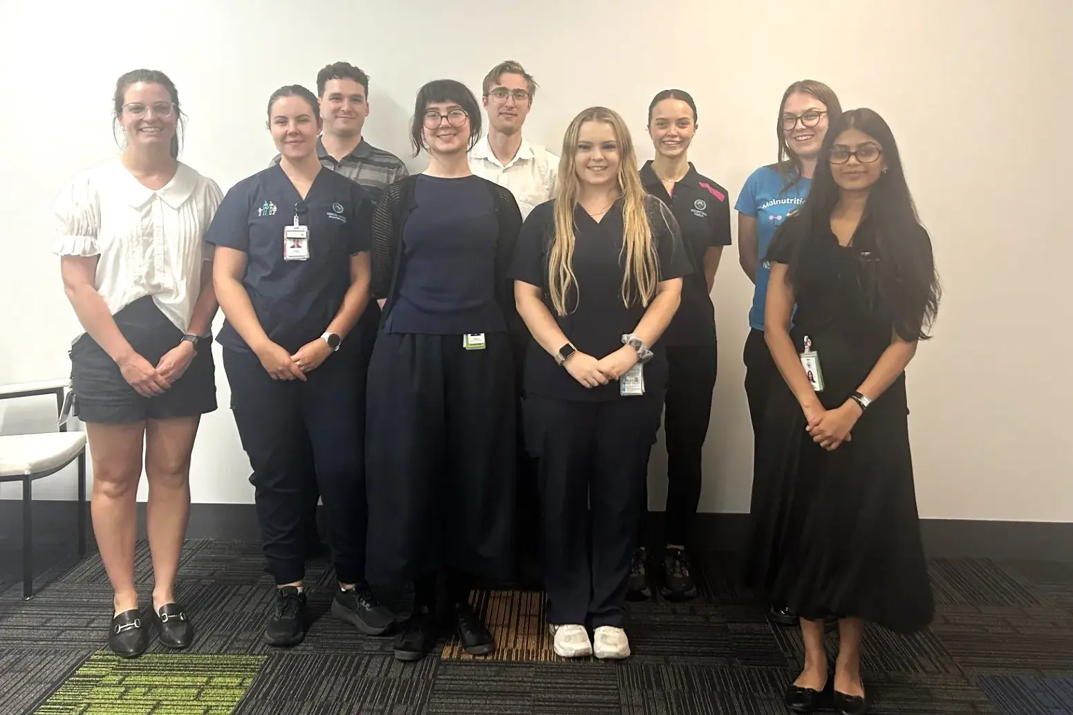 <p>HAPPY IN HEALTH CARE: NHW 2026 graduate nurses (front row from left) Emily Rodd (interprofessional allied health educator), Gemma McKinley (medical imaging), Stella Fawns (speech pathology), Emily Kay (medical imaging), Neha Jones (social work). (Back row from left) Hudson Pearce (occupational therapy), Max Steel (physiotherapy), Shayla Murtagh (occupational therapy) and Georgie Brick (dietician).</p>\\n