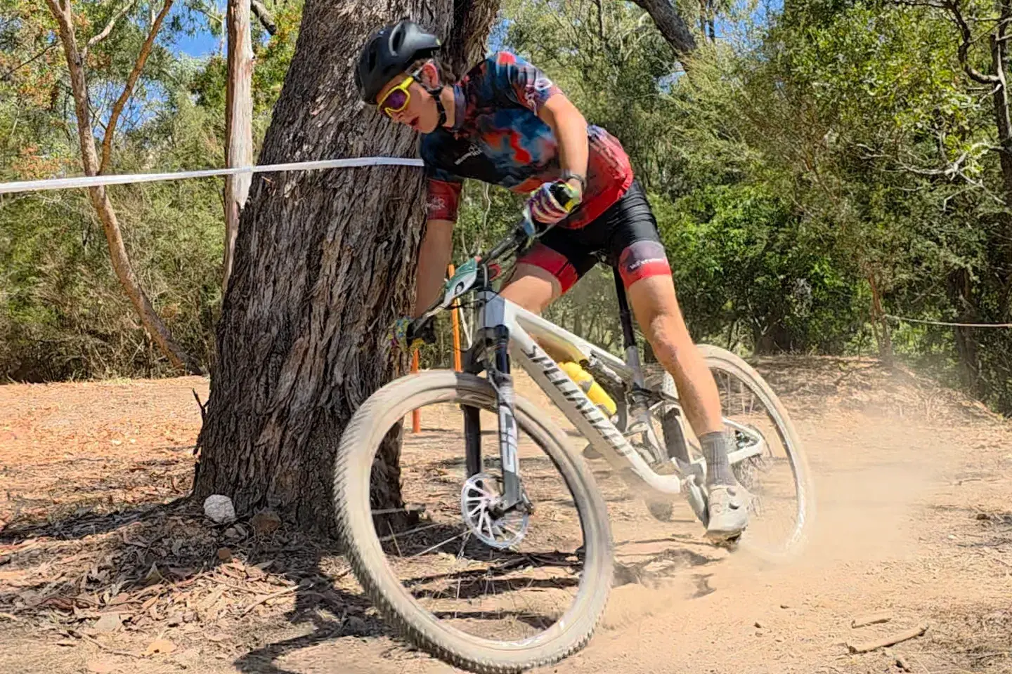 <p>EAT MY DUST: Levi Billings rounds a corner in the challenging Eildon MTB course during the Victorian Mountain Bike Cross Country State Championships. PHOTO: Brendan Billings</p>\\n