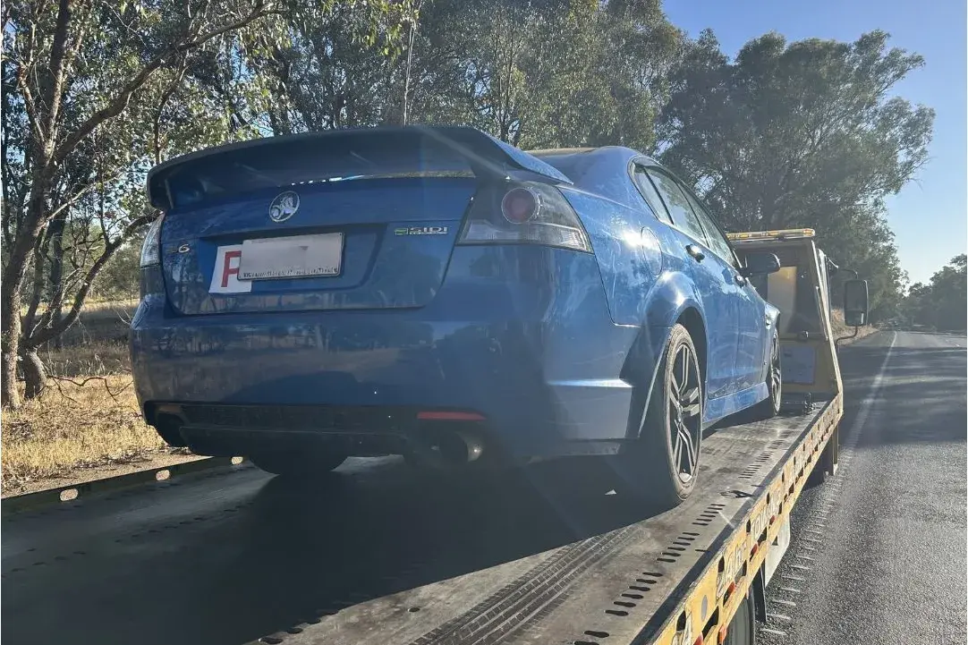 <p>OFF THE ROAD: This blue Holden sedan was allegedly detected at 161km/h at Boho after reports of speeding at Springhurst.</p>\\n