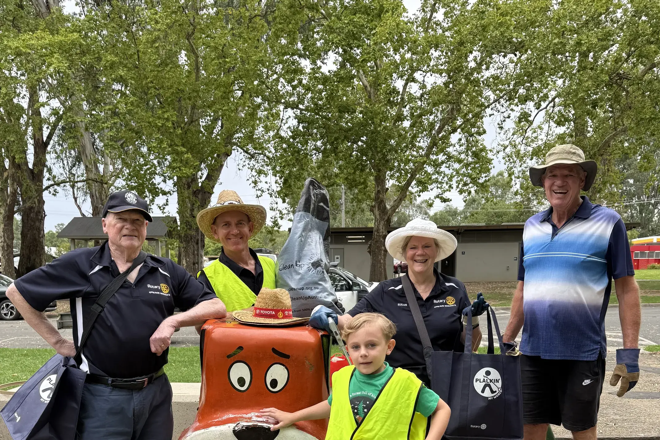 <p>ON THE JOB: Nine-year-old Louis Manuel Roberts (front) was among the 40 community members, including (back, left) John Cuthbert, Nick Creek, Susan Cuthbert and Stephen Downes, who spent Sunday morning cleaning up our town. </p>\\n
