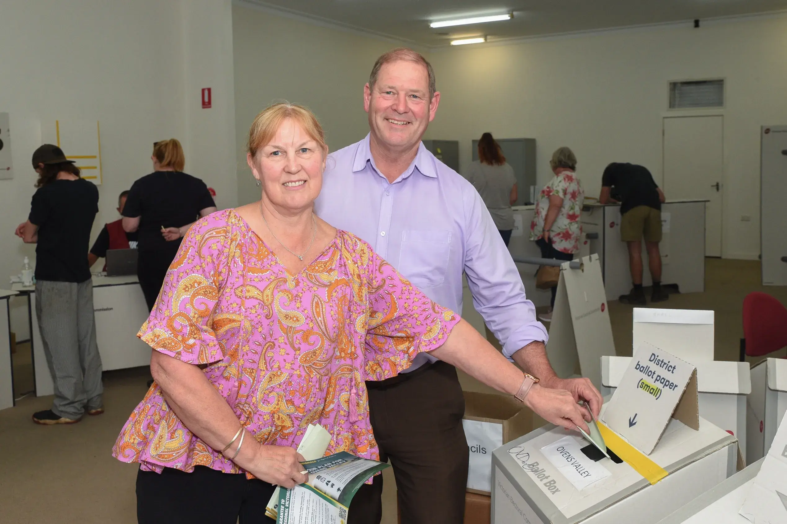 <p>MORE COMPETITION COMING: Tim McCurdy and his partner Glenys voting in the 2022 state election. The incumbent Nationals MP could face an independent candidate backed by a Voices For Ovens Valley group.</p>\\n