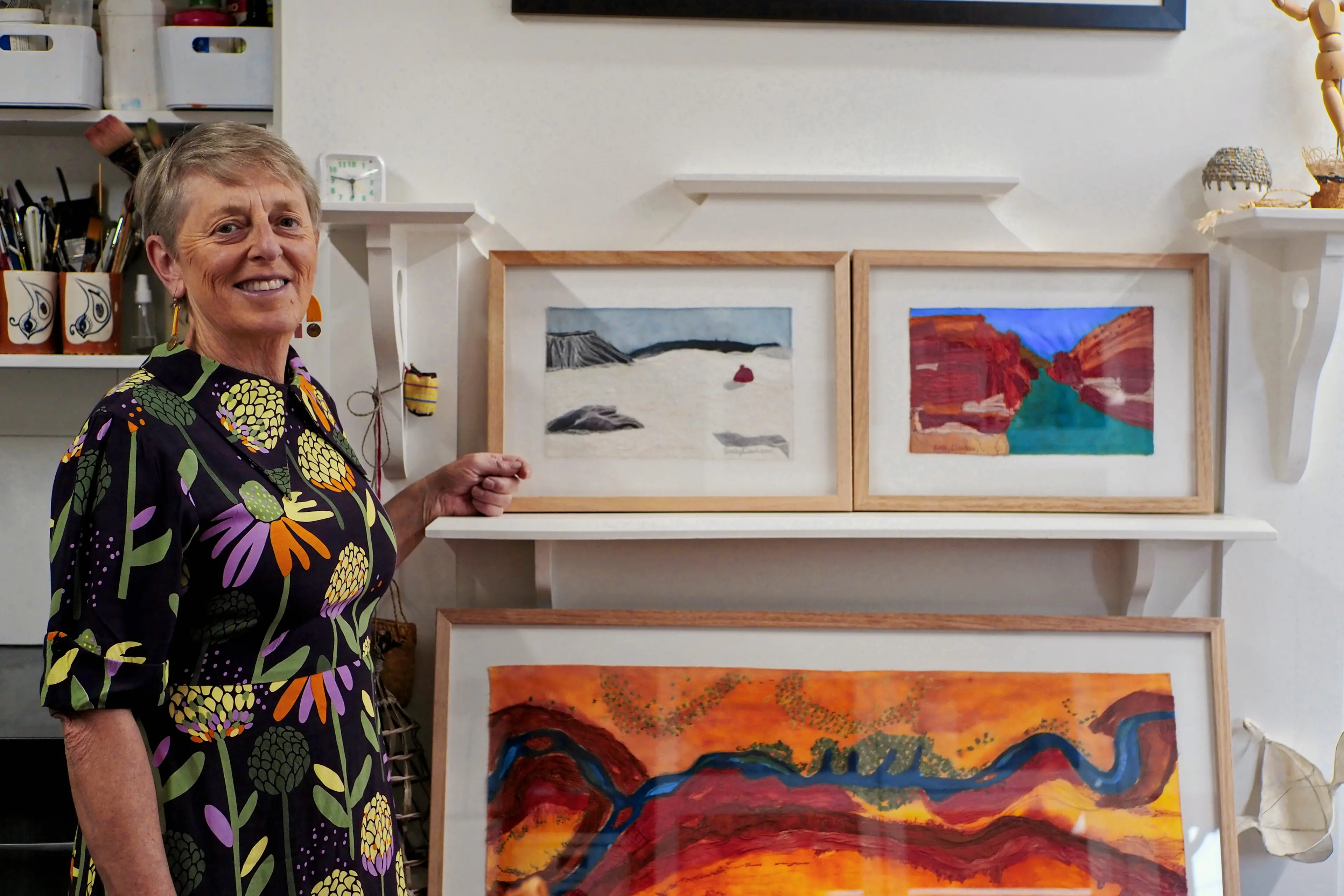 <p>WILD WATERWAY: Multidisciplinary artist and teacher Sally Darlison says her artworks capture landscapes transformed by water.</p>\\n