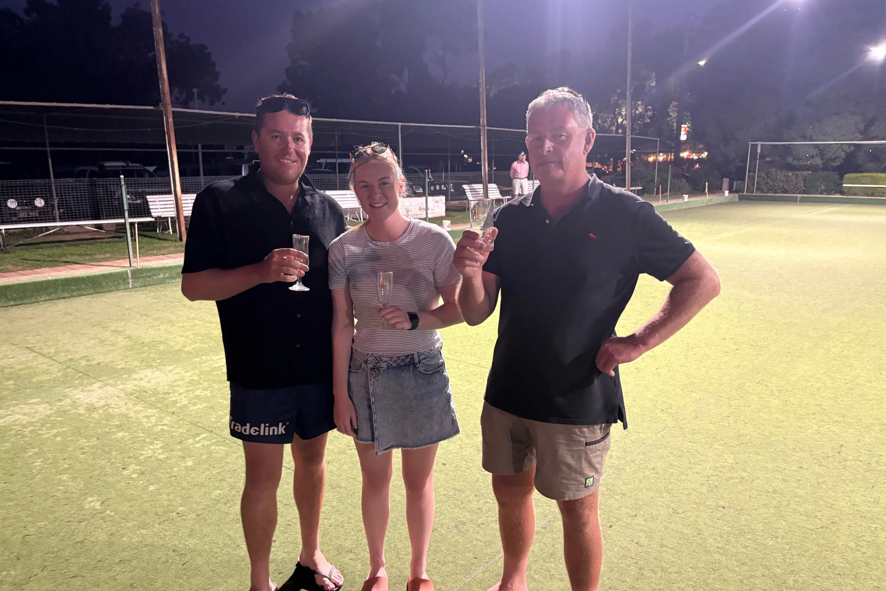 <p>NIGHTLY WINNERS: The Moyhu Netball team players, Tyler Day, Olivia Baker and David Baker, won the penultimate round of Moyhu Community Bowls last week. PHOTO: Anthea Nockels</p>\\n