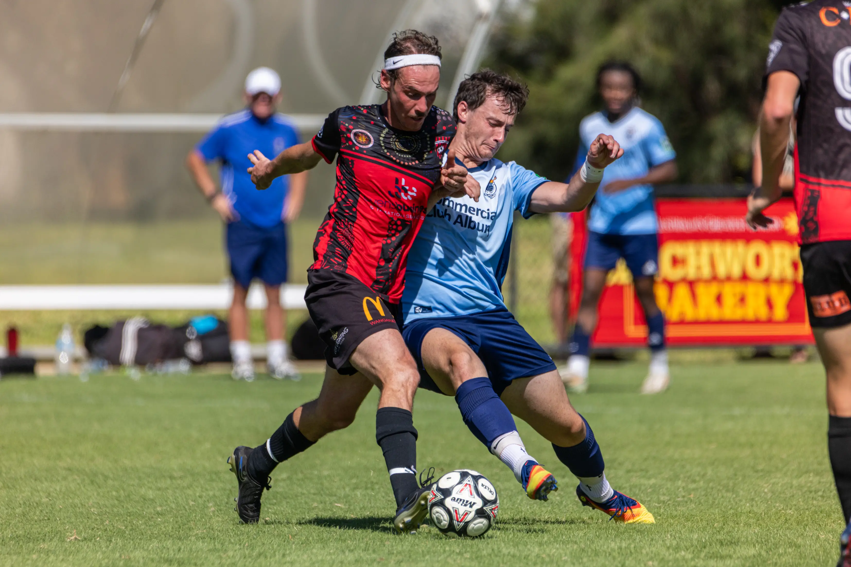 <p>SEASON BEGINS: Lorenzo Cecchini and the Devils fought hard in their first clash of the 2026 AWFA season, taking a 2-6 result against Albury City. PHOTOS: Marc Bongers</p>\\n