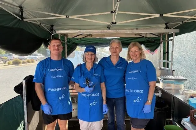 <p>MAKING WISHES COME TRUE: Wangaratta branch\\'s Make-A-Wish team of Aaron Hilton- Honan (left), Cheryl Lowe, Carole Breust, Judy Youings raised vital fund for the charity last Saturday.</p>\\n